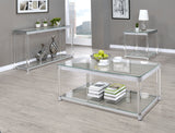 Anne Coffee Table with Lower Shelf Chrome and Clear