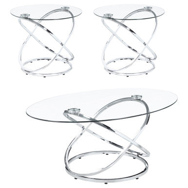 Warren 3-piece Occasional Set Chrome and Clear