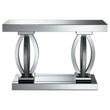 Amalia Rectangular Sofa Table with Shelf Clear Mirror