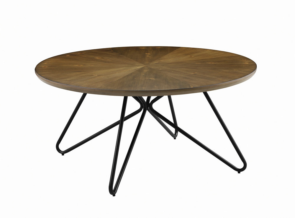 Brinnon Round Coffee Table Dark Brown and Black