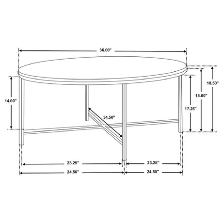 Ellison Round X-cross Coffee Table White and Gold