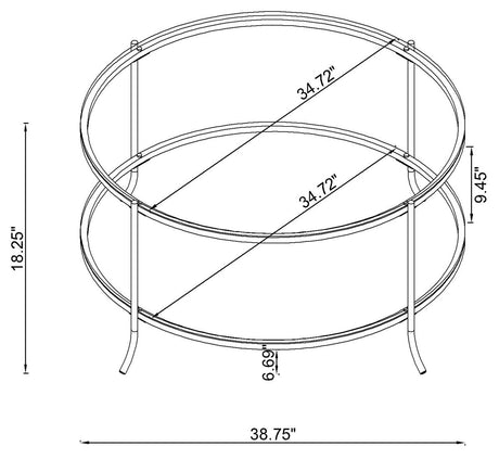 Laurie Glass Top Round Coffee Table Black Nickel and Clear