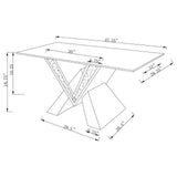 Taffeta V-shaped Coffee Table with Glass Top Silver