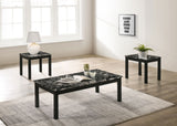 Bates Faux Marble Rectangle 3-piece Occasional Table Set Black