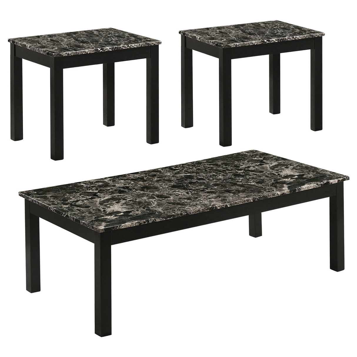 Bates Faux Marble Rectangle 3-piece Occasional Table Set Black