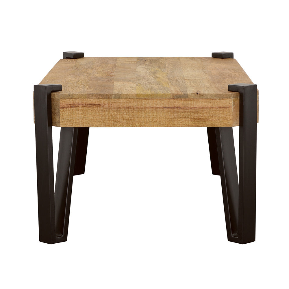 Winston Wooden Rectangular Top Coffee Table Natural and Matte Black