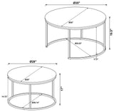 Lainey Round 2-piece Nesting Coffee Table Grey and Gunmetal