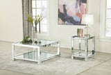 Valentina Rectangular Coffee Table with Glass Top Mirror