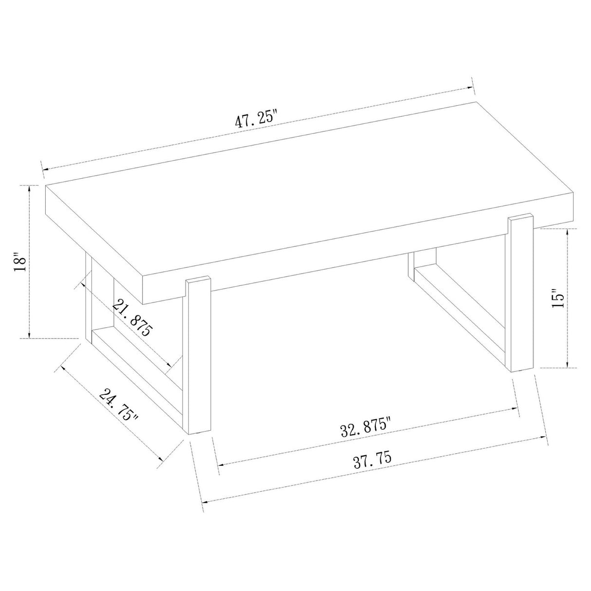 Pala Rectangular Coffee Table with Sled Base White High Gloss and Natural