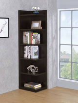 Alder 6-tier Corner Bookcase Cappuccino