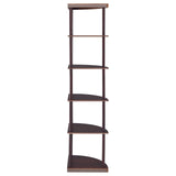 Bonwick 5-shelf Corner Bookshelf Cappuccino