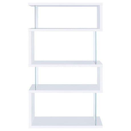 Emelle 4-tier Bookcase White and Clear