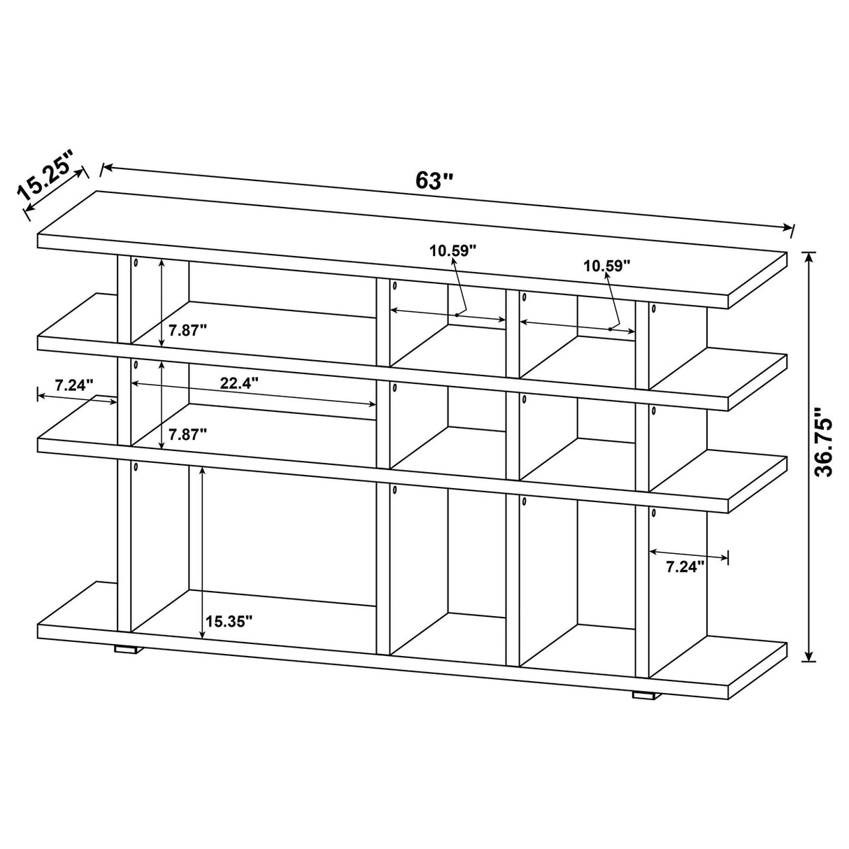 Santos 3-tier Bookcase Weathered Grey