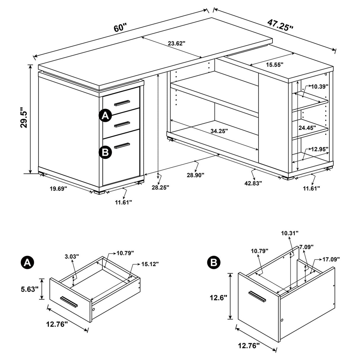 Yvette Cappuccino Executive Desk