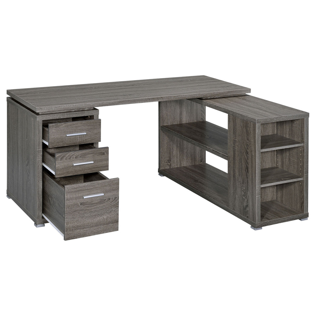 Yvette L-shape Office Desk Weathered Grey