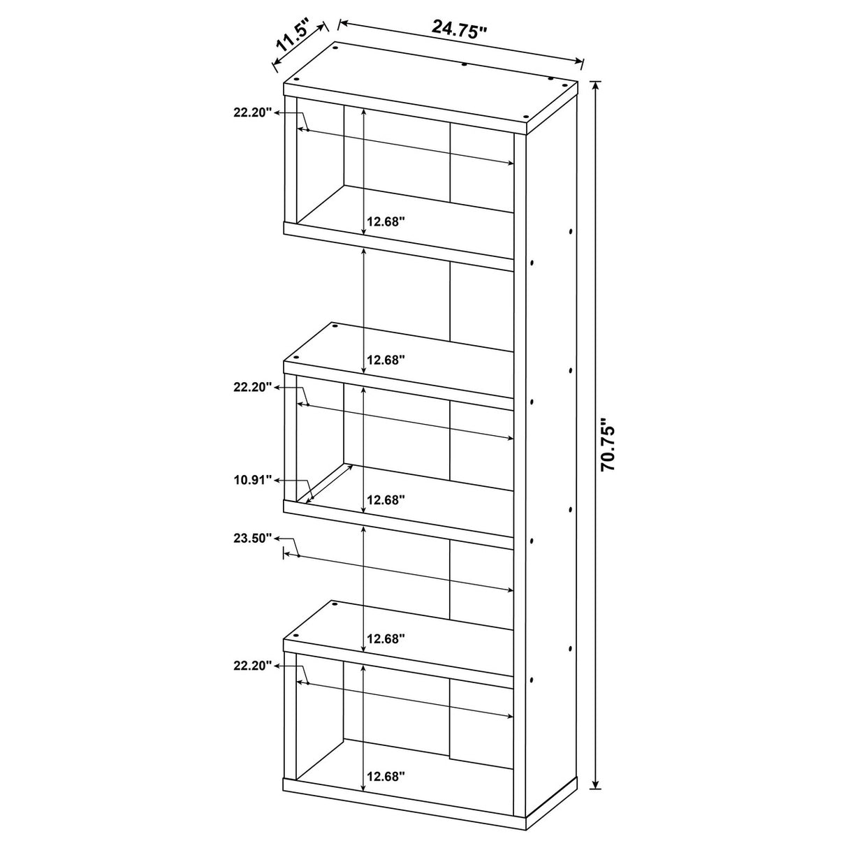 Joey 5-tier Bookcase Weathered Grey