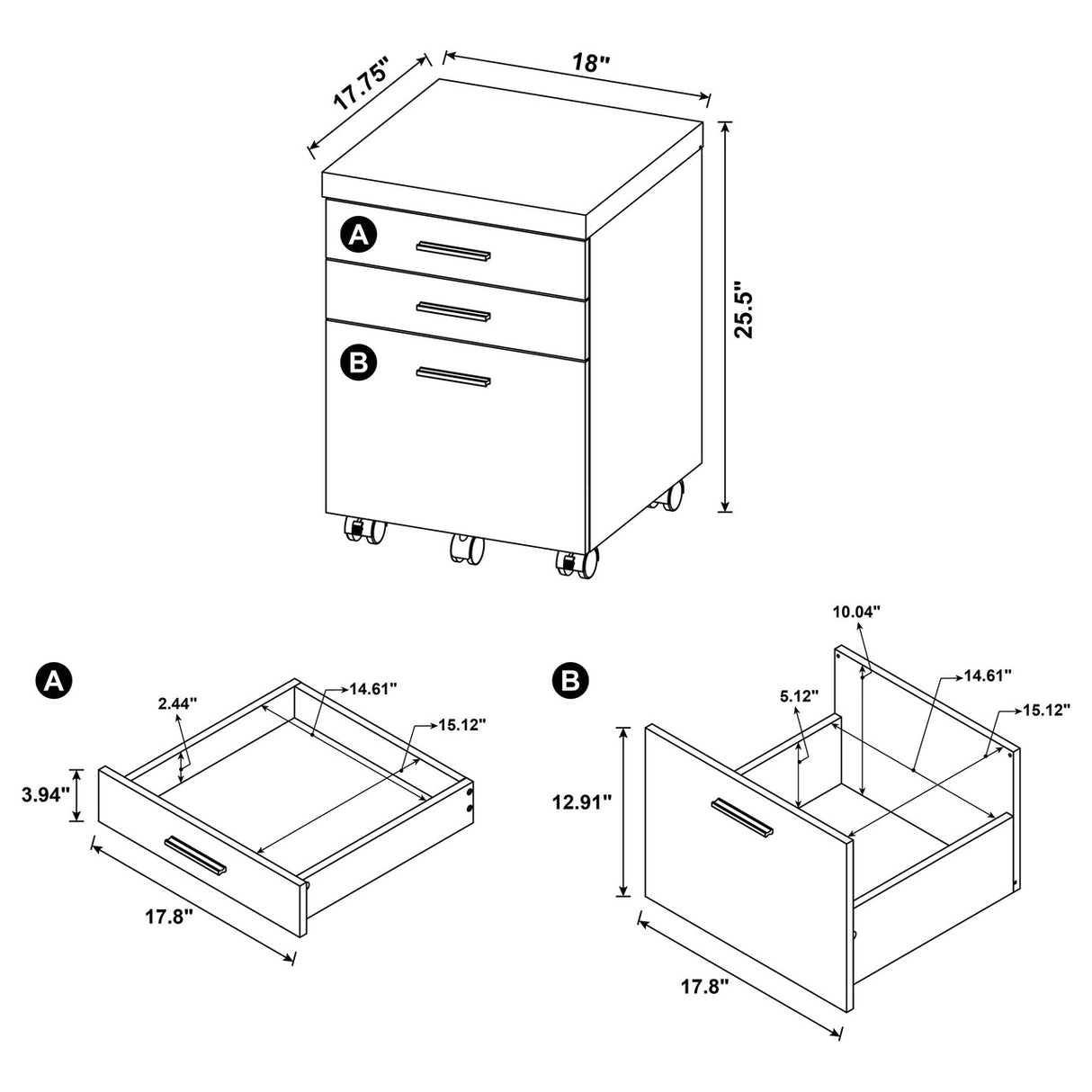 Skylar 3-drawer Mobile File Cabinet Cappuccino