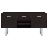 Lawtey 5-drawer Credenza with Adjustable Shelf Cappuccino