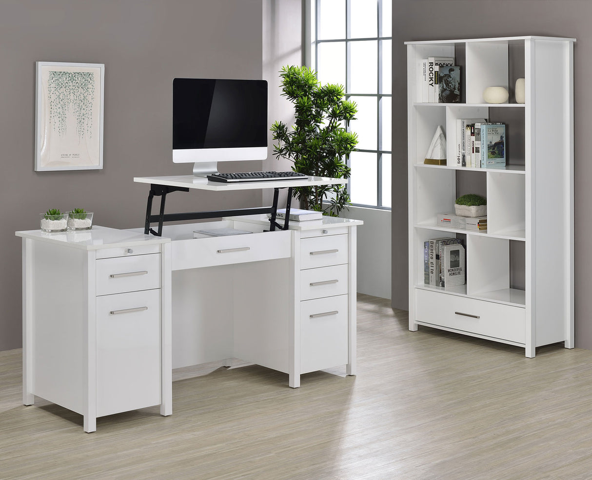 Dylan Rectangular 8-shelf Bookcase (White)