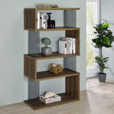 Emelle 4-shelf Bookcase with Glass Panels (Brown)