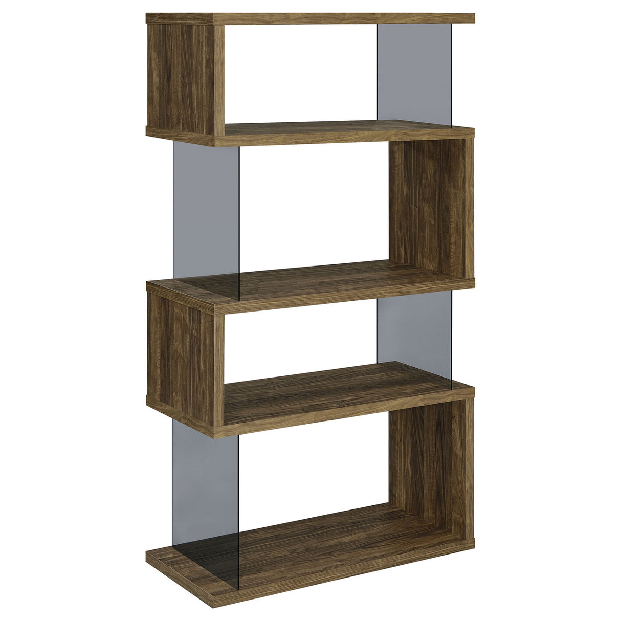 Emelle 4-shelf Bookcase with Glass Panels (Brown)