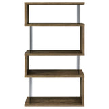 Emelle 4-shelf Bookcase with Glass Panels (Brown)