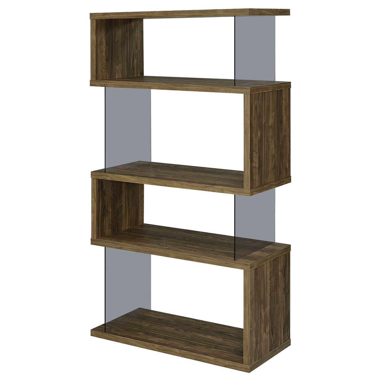 Emelle 4-shelf Bookcase with Glass Panels (Brown)