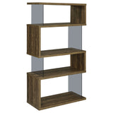 Emelle 4-shelf Bookcase with Glass Panels (Brown)