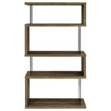 Emelle 4-shelf Bookcase with Glass Panels (Brown)