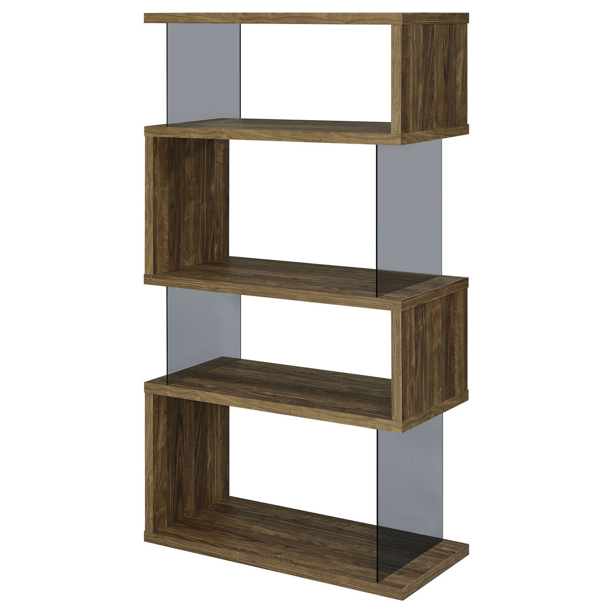 Emelle 4-shelf Bookcase with Glass Panels (Brown)