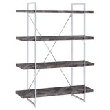 Grimma 4-shelf Bookcase Rustic Grey Herringbone