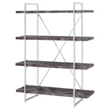 Grimma 4-shelf Bookcase Rustic Grey Herringbone