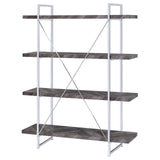 Grimma 4-shelf Bookcase Rustic Grey Herringbone