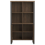 Pattinson 2-door Rectangular Bookcase Aged Walnut and Gunmetal