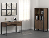 Pattinson 2-door Rectangular Bookcase Aged Walnut and Gunmetal