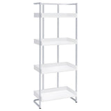 Ember 4-shelf Bookcase White High Gloss and Chrome