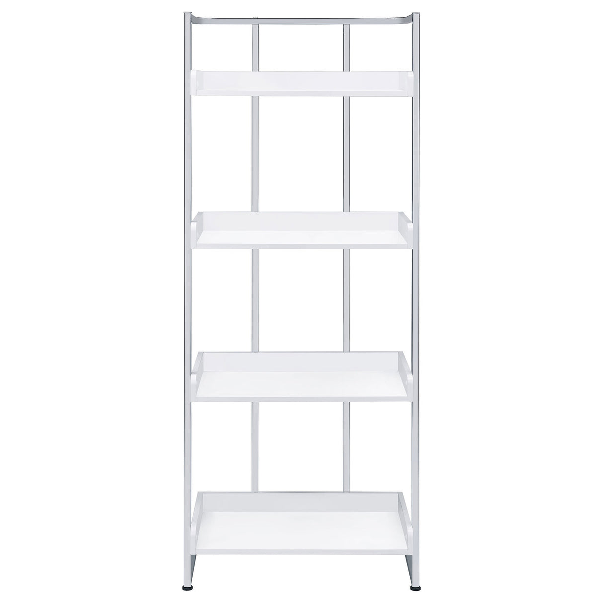 Ember 4-shelf Bookcase White High Gloss and Chrome