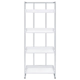 Ember 4-shelf Bookcase White High Gloss and Chrome