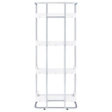 Ember 4-shelf Bookcase White High Gloss and Chrome