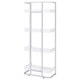 Ember 4-shelf Bookcase White High Gloss and Chrome