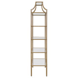 Serena 5-tier Tempered Glass Shelves Bookcase Matte Gold