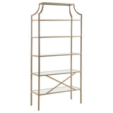 Serena 5-tier Tempered Glass Shelves Bookcase Matte Gold