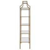 Serena 5-tier Tempered Glass Shelves Bookcase Matte Gold