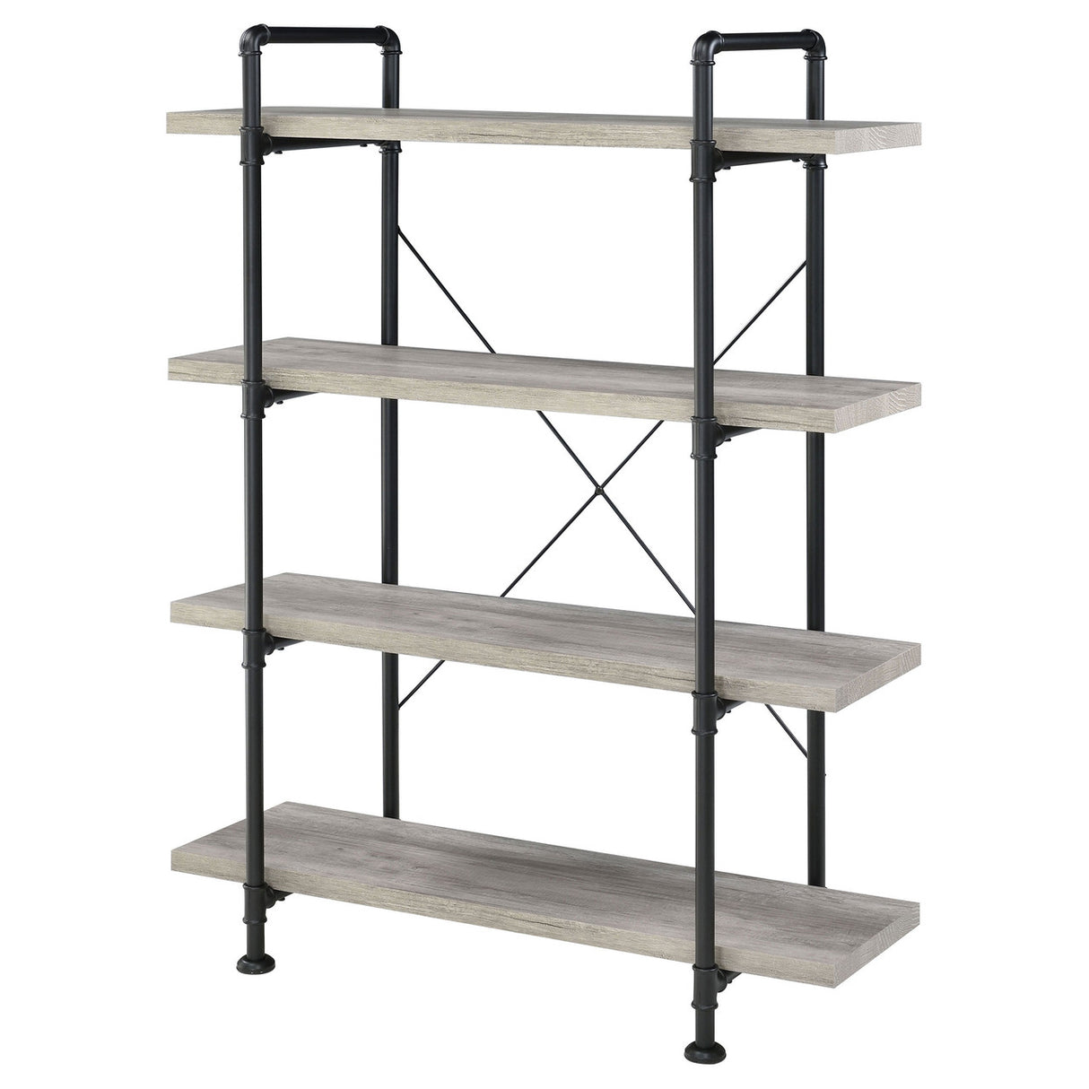 Delray 4-tier Open Shelving Bookcase Grey Driftwood and Black