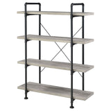 Delray 4-tier Open Shelving Bookcase Grey Driftwood and Black