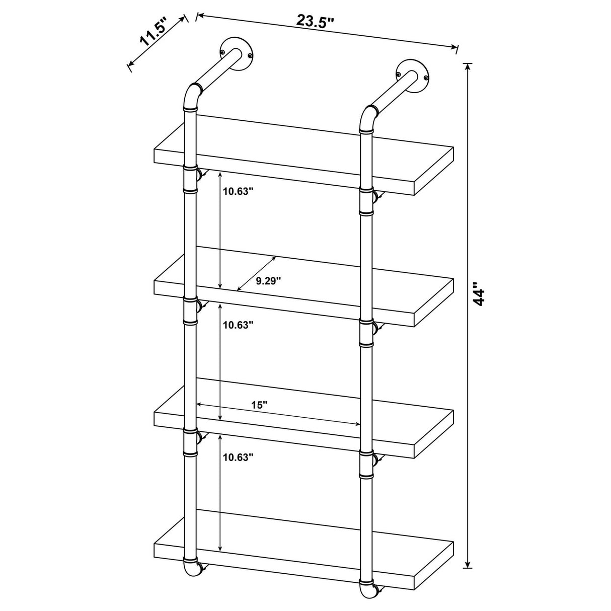 Elmcrest 24-inch Wall Shelf Black and Grey Driftwood