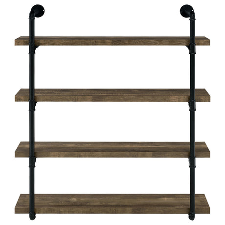 Elmcrest 40-inch Wall Shelf Black and Rustic Oak