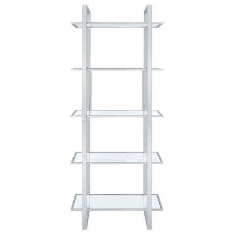 Hartford Glass Shelf Bookcase Chrome