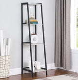 Pinckard 4-shelf Ladder Bookcase Grey Stone and Black