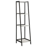 Pinckard 4-shelf Ladder Bookcase Grey Stone and Black